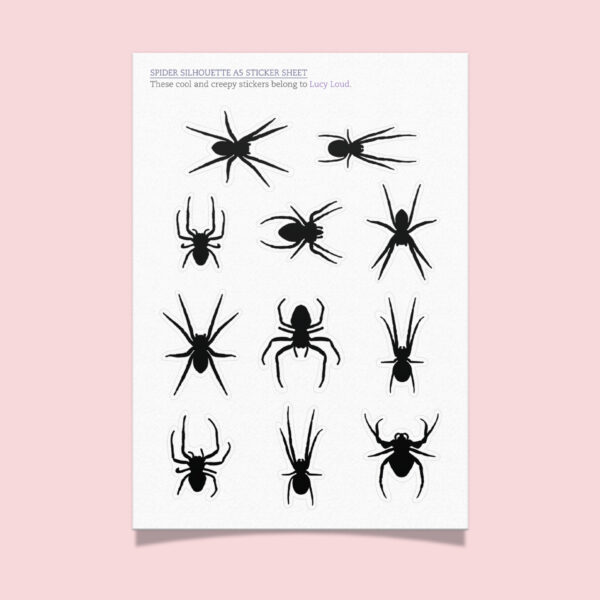 A5 sticker sheet – spider silhouette (4  Pack)