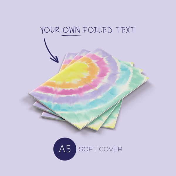 A5 Notebook: tie dye - foiled letters (soft cover)