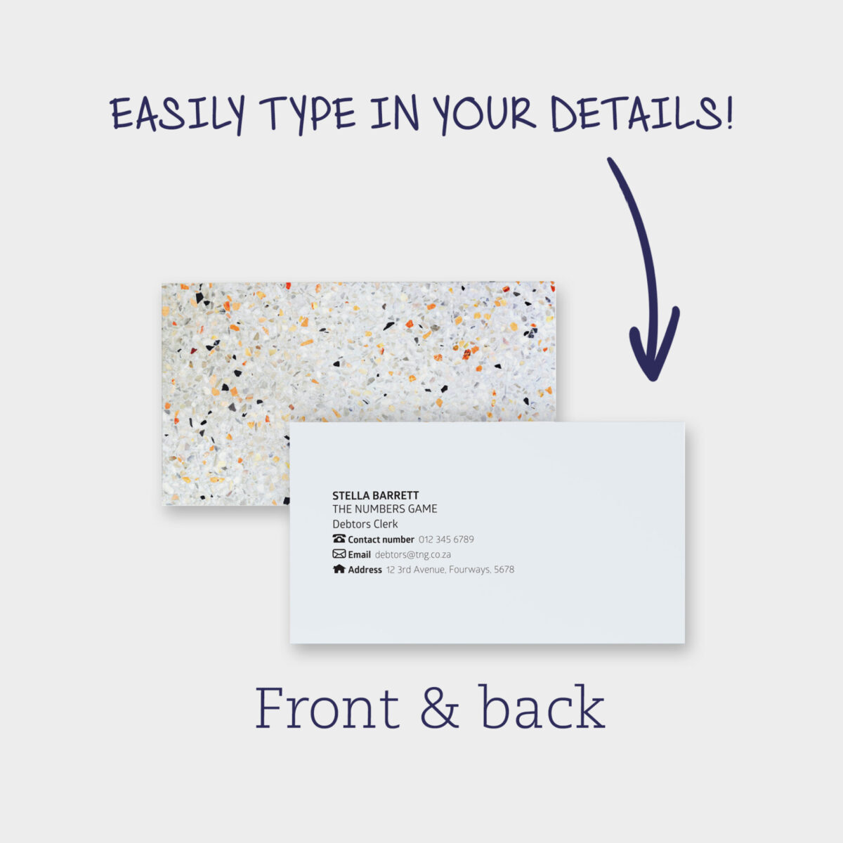 Business card – white quartz