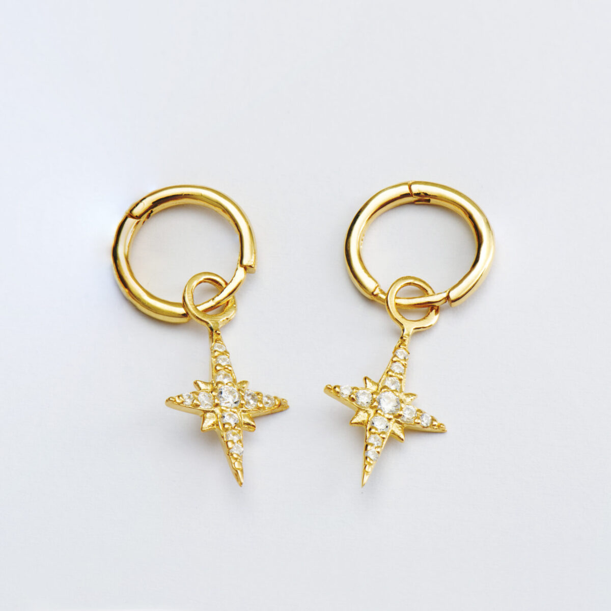 Earrings in customised box <br><em>drop sleeper with star cross</em>