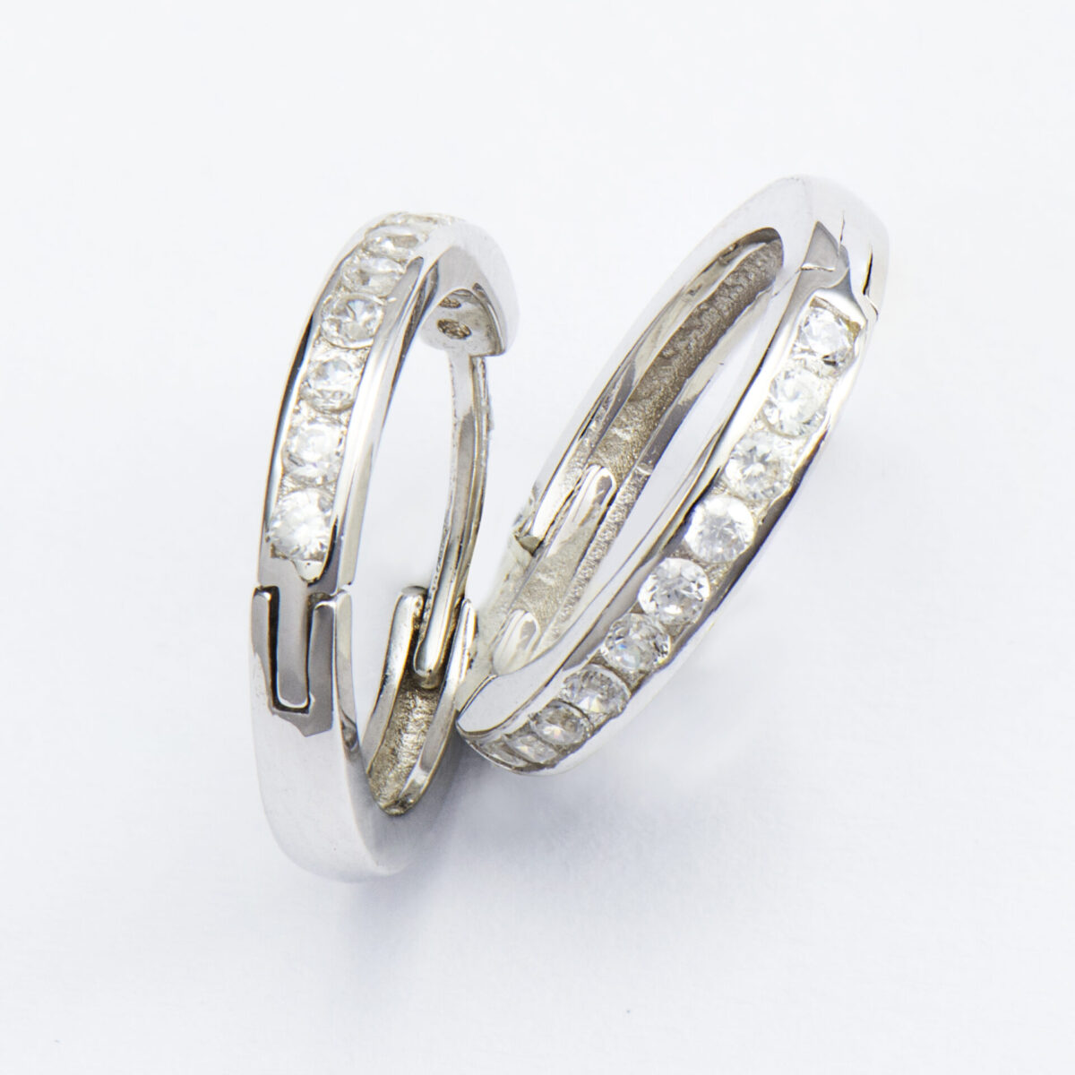 Earrings in customised box <br><em>single row huggies</em>