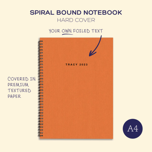 A4 spiral notebook <br><em>(hard cover)</em>