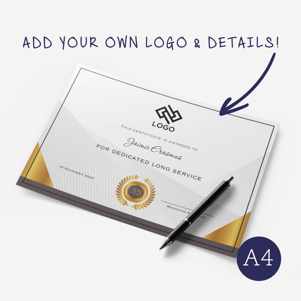 A4 certificate - upload your logo - Image 2