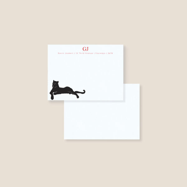 Personalised note card - panther (set of 10)