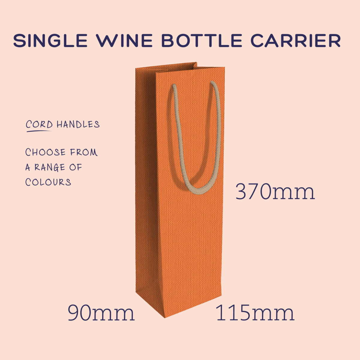 Single Bottle Carrier: With Choice of Cord.